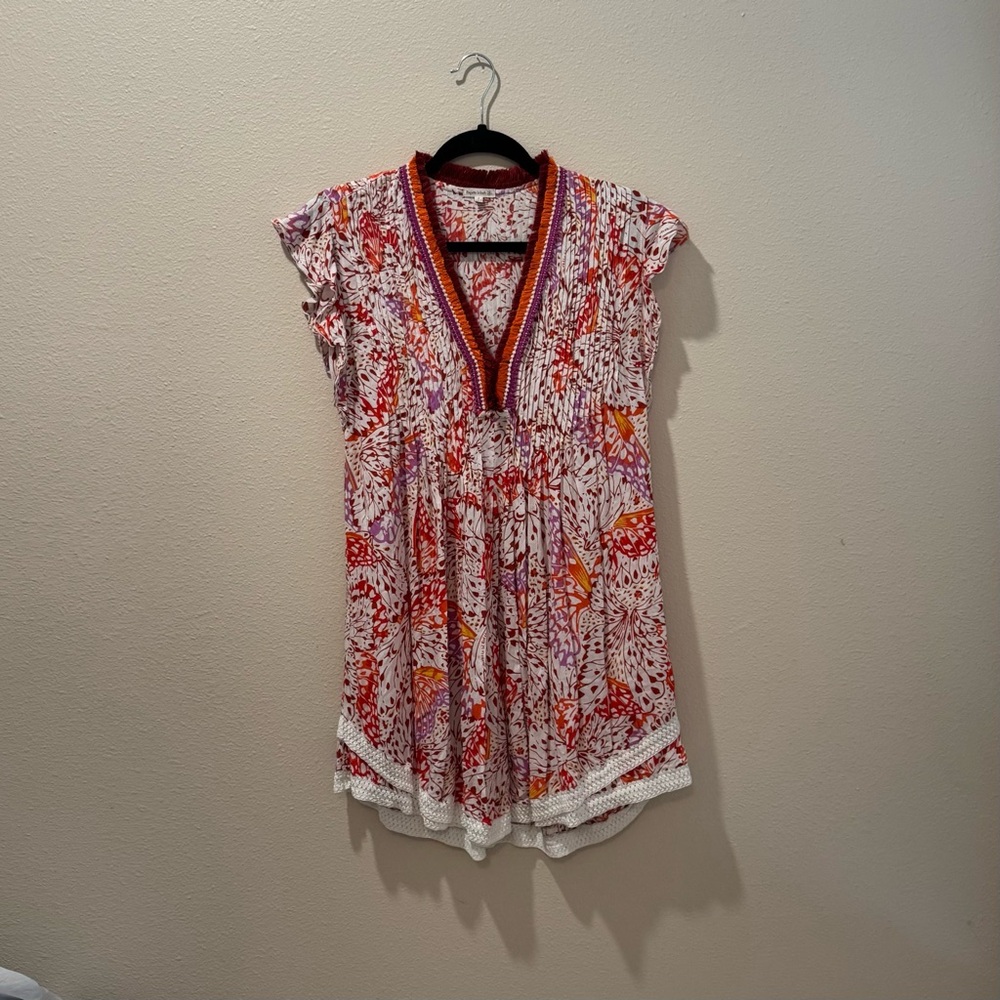 Poupette St. Barth Sasha Lace Trim Mini Dress - Pink Purple Coverup